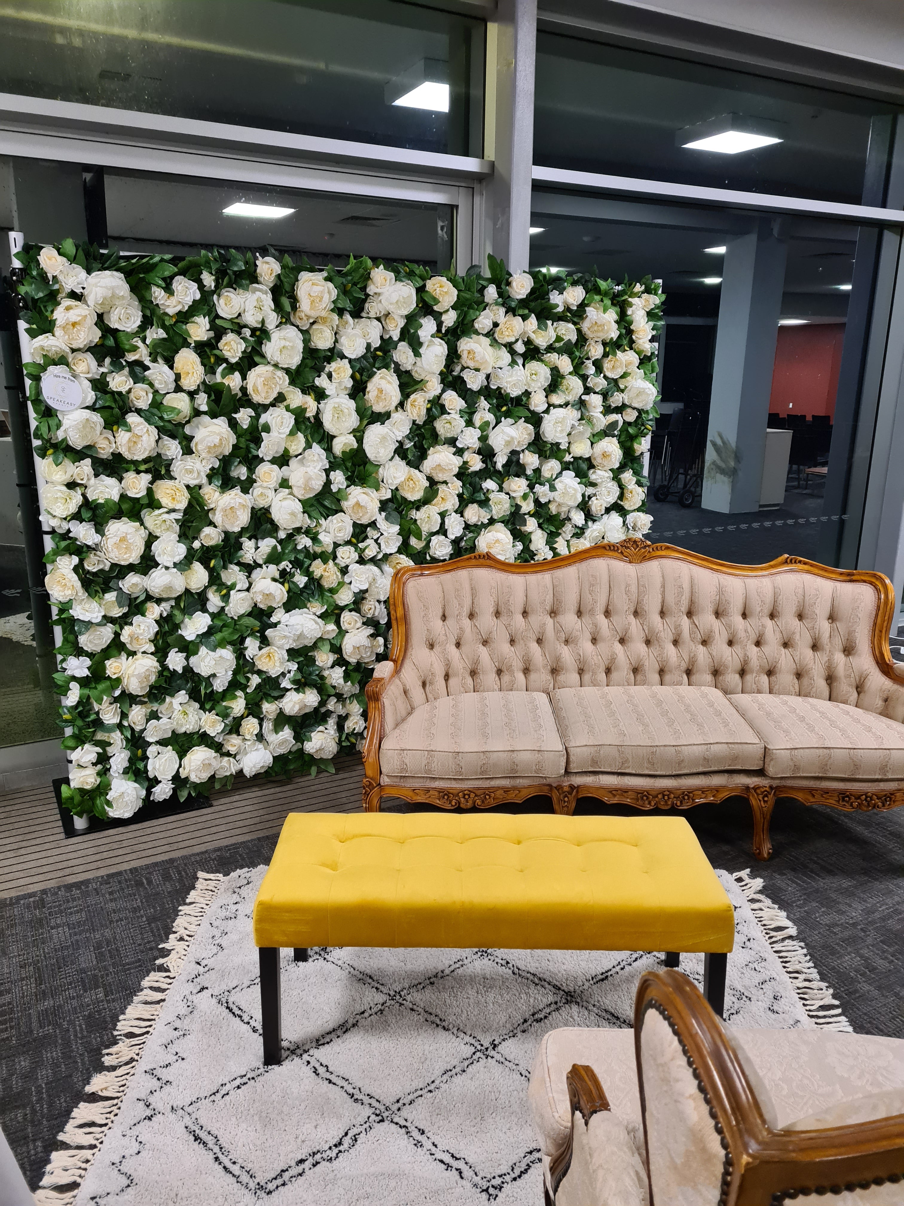 Backdrop - "Coco Lush" White Floral Wall