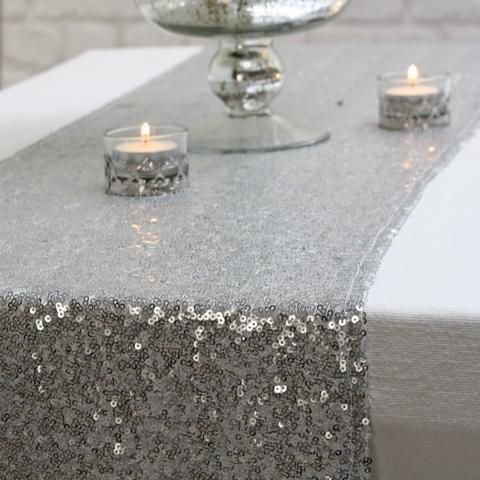 Table Runner - Sequin - Silver