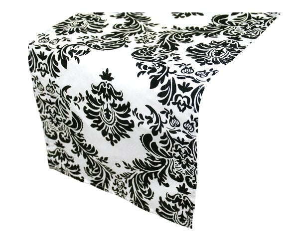 Table Runner - Flocked Black and Silver