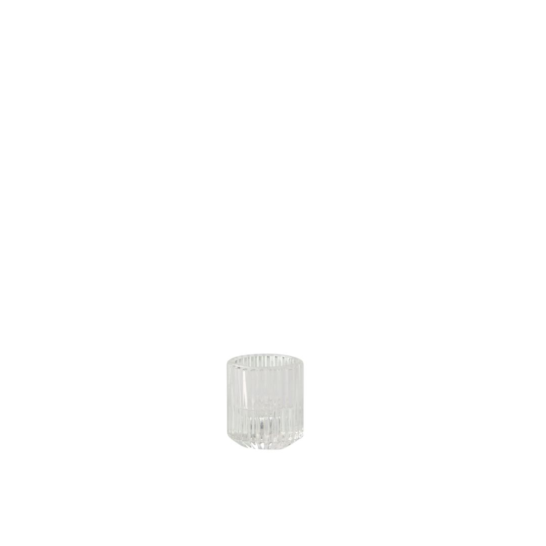 Candle holder - Ribbed Glass - Tea Light or Taper