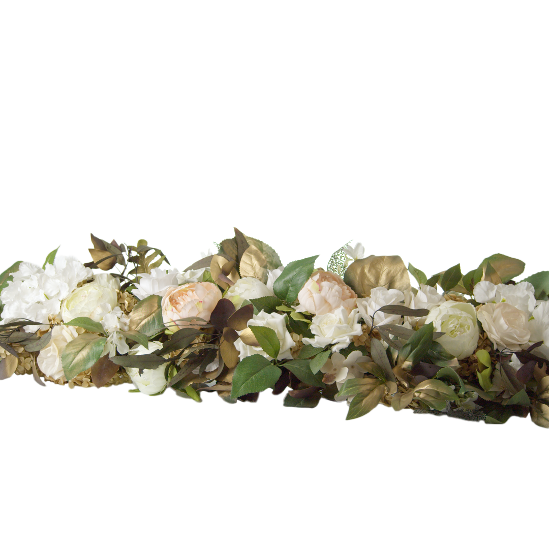 Florals - White, Cream, Gold - 1m Panel