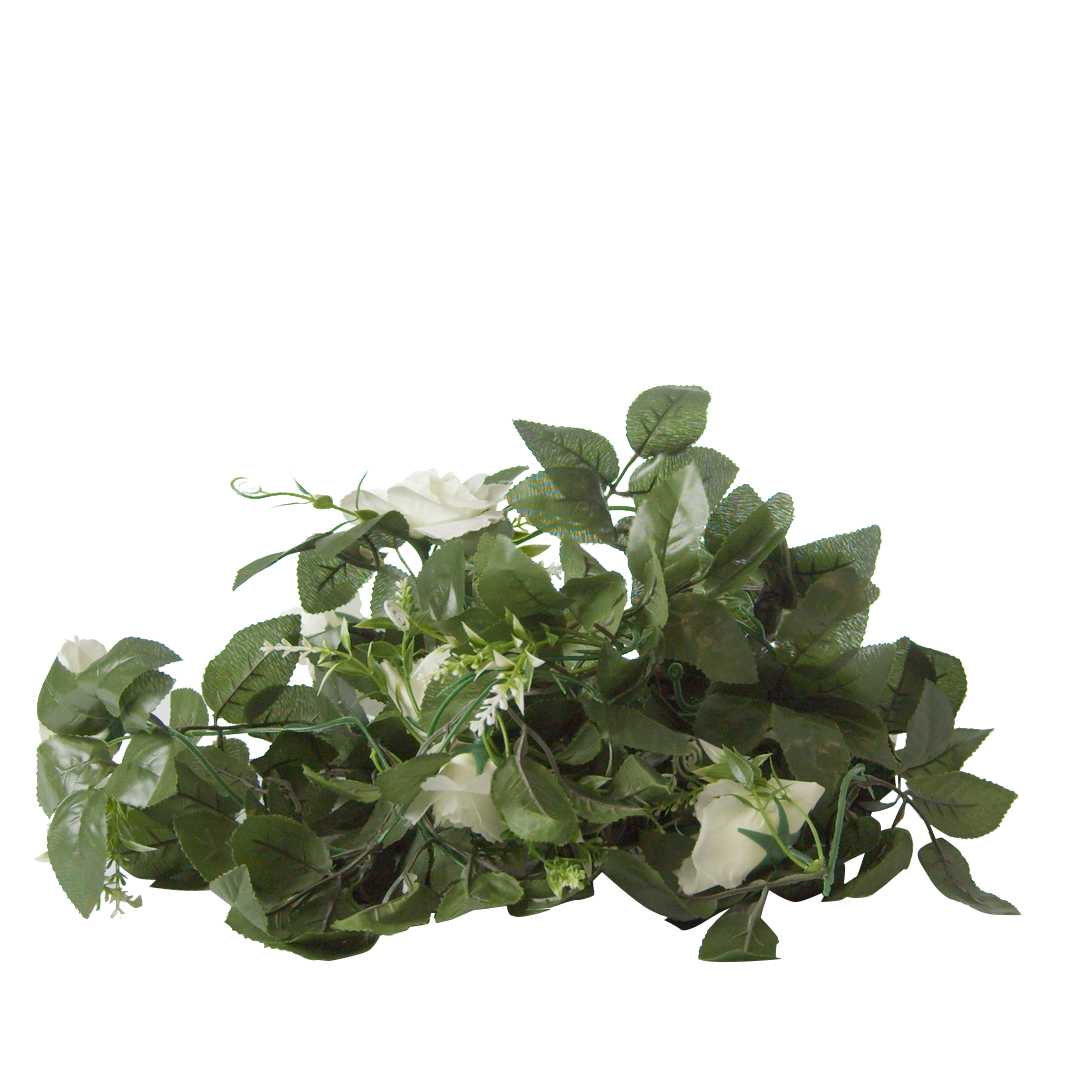 Garland - Greenery - White Rose Strands