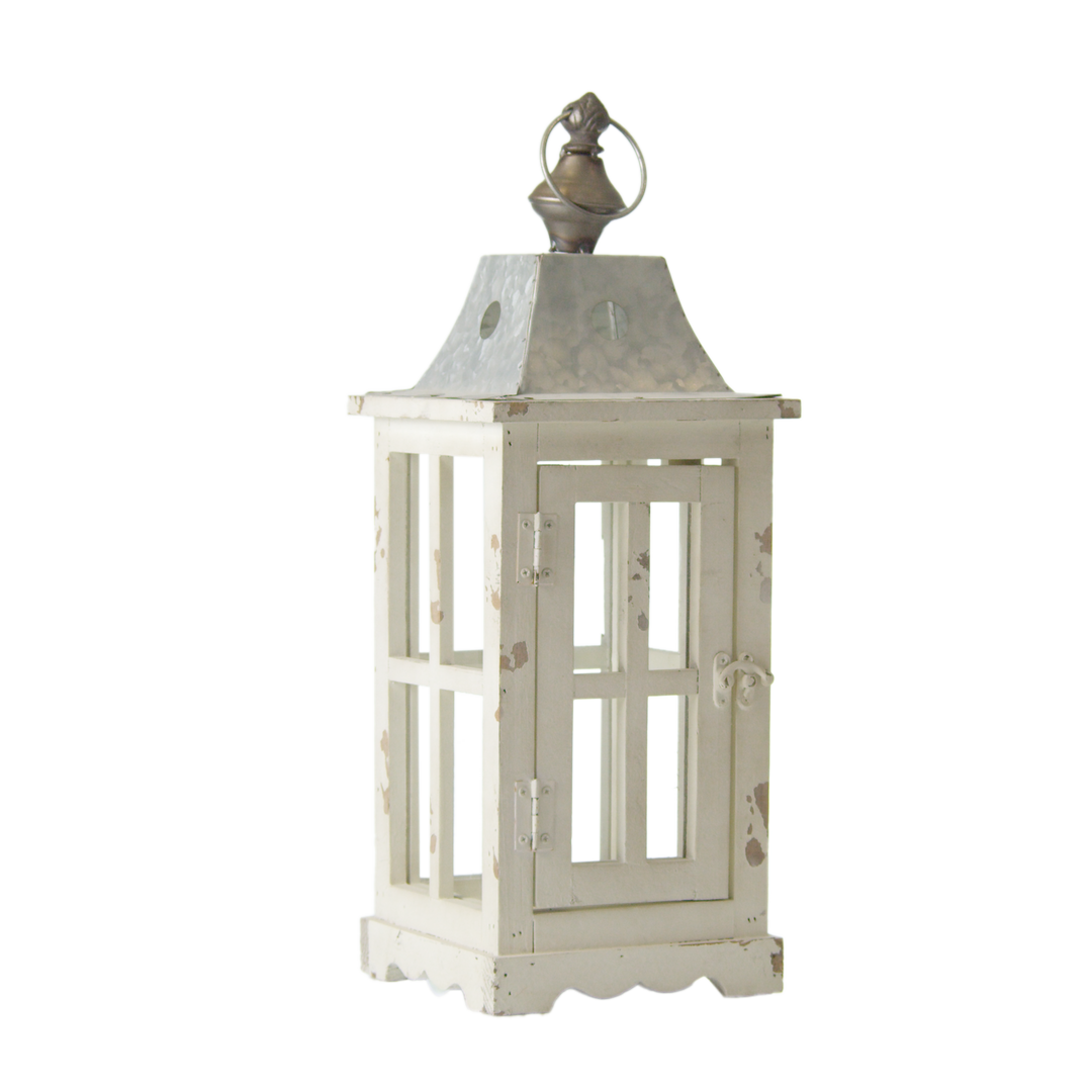 Lantern - Wooden - White