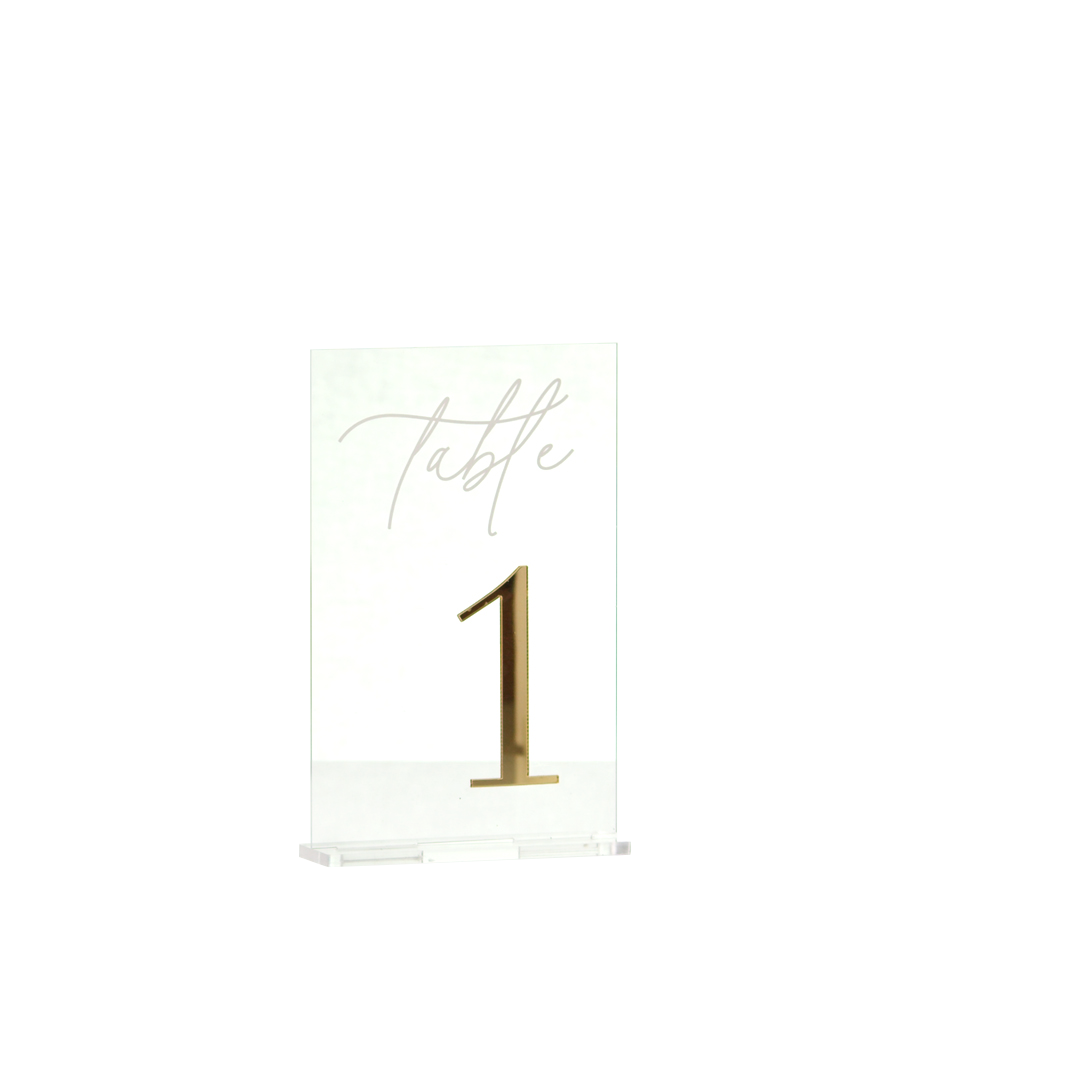 Table Number - Clear + Gold Numeral