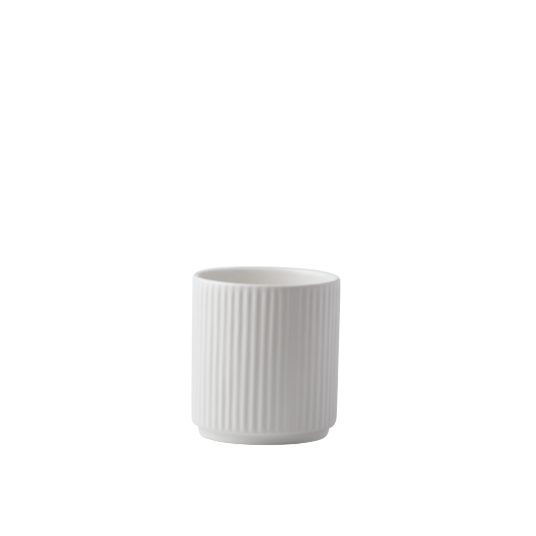 Vase - White Ribbed