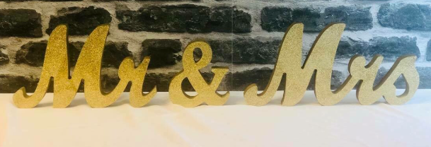 Sign - MR & MRS Gold Glitter Small
