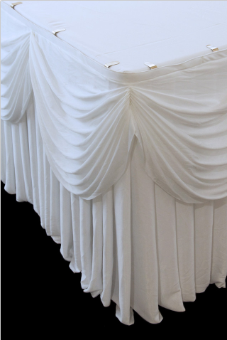 Table Skirt - 6.5m Pleated with Swag - White